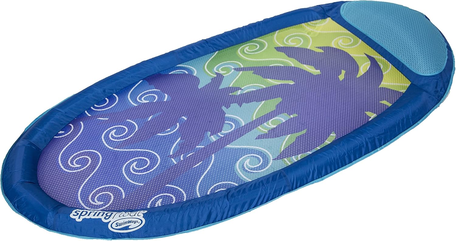 Swimways Original Spring Float Pool Lounger, Blue Palms