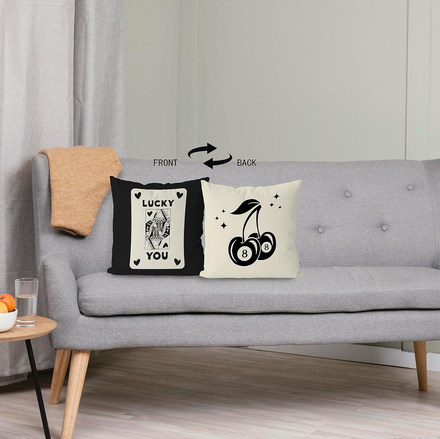 KEUSPI 8 Ball Pillow Covers 18x18 Downtown Girl Room Decor Funky Trendy Lucky You Throw Pillow Cover,8 Ball Positive Dorm Pillow Covers, Trendy Lucky College Dorm Decor for Bedroom - Image 3