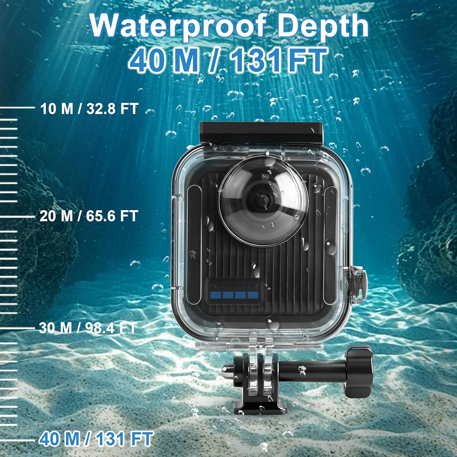 FitStill Waterproof Diving Case Only for Go Pro MAX2,131FT/40M Underwater Shell Anti-Scratch Invisible Dive Protective Cover Housing with Bracket Mount Accessory(NOT for MAX 2019&MAX360 2025)