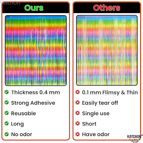 Miniatura 4 de KatchOn, Serpentinas de puerta arcoíris  extra grande 3.2 x 8 pies, paquete de 2  Cortina de fondo arcoíris para decoraciones de Pascua,