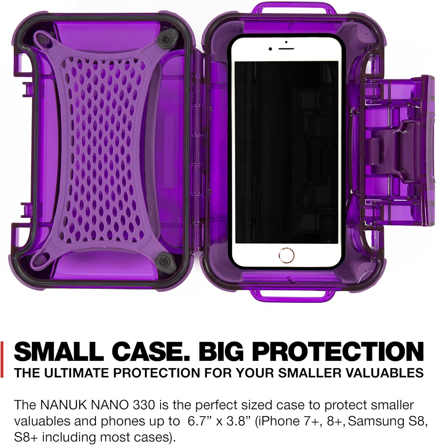 TOP оƒƒERS Nanuk 330-0013 Nano Series Waterproof Large Hard Case for Phones, Cameras and Electronics (Purple)