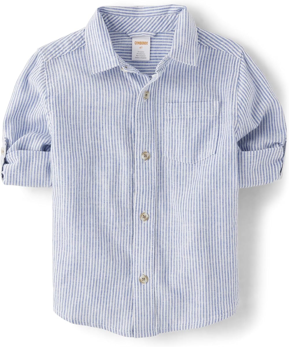 Gymboree boys And Toddler Long Sleeve Linen Button Up Shirt