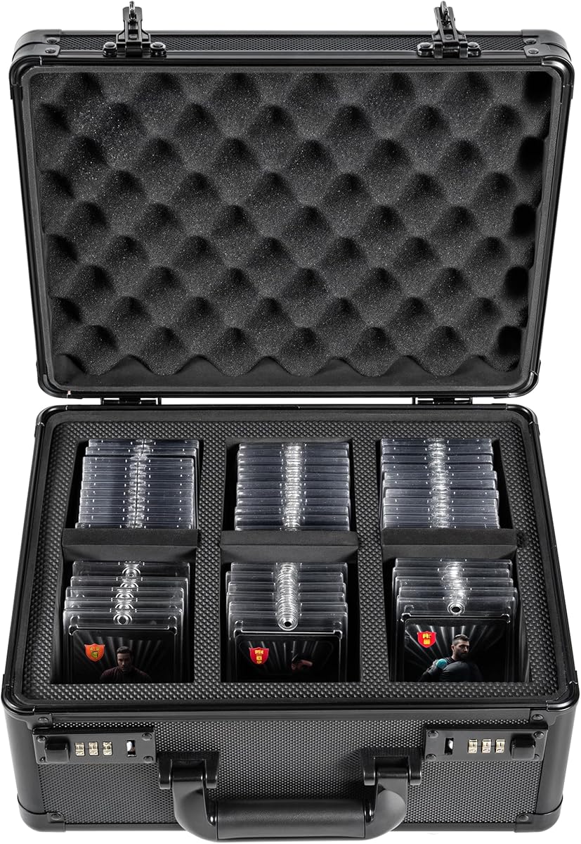 Graded Card Storage Box with Combination Lock – Waterproof Slab Carrying Case for Graded Card Fits SGC, FGS, PSA, BGS, MTG, Baseball Card, Sports Cards, Trading Cards, Top Loader Design