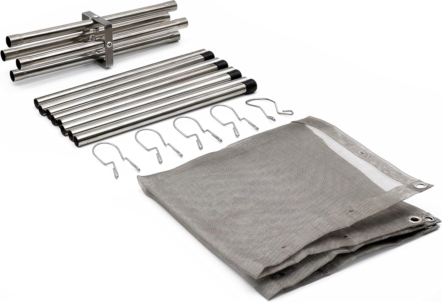 TaktZeit Outdoor Fire Pit for Camping Portable Lightweight Bonfire Stand with Stainless Steel Mesh Foldable Camping Grill (22" x 22" x 17", Silver)