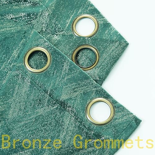Miniatura 2 de Tootop Cortinas de terciopelo verde champán con estampado geométrico brillante, patrón geométrico de lujo, sala de estar, dormitorio, gruesas, súper