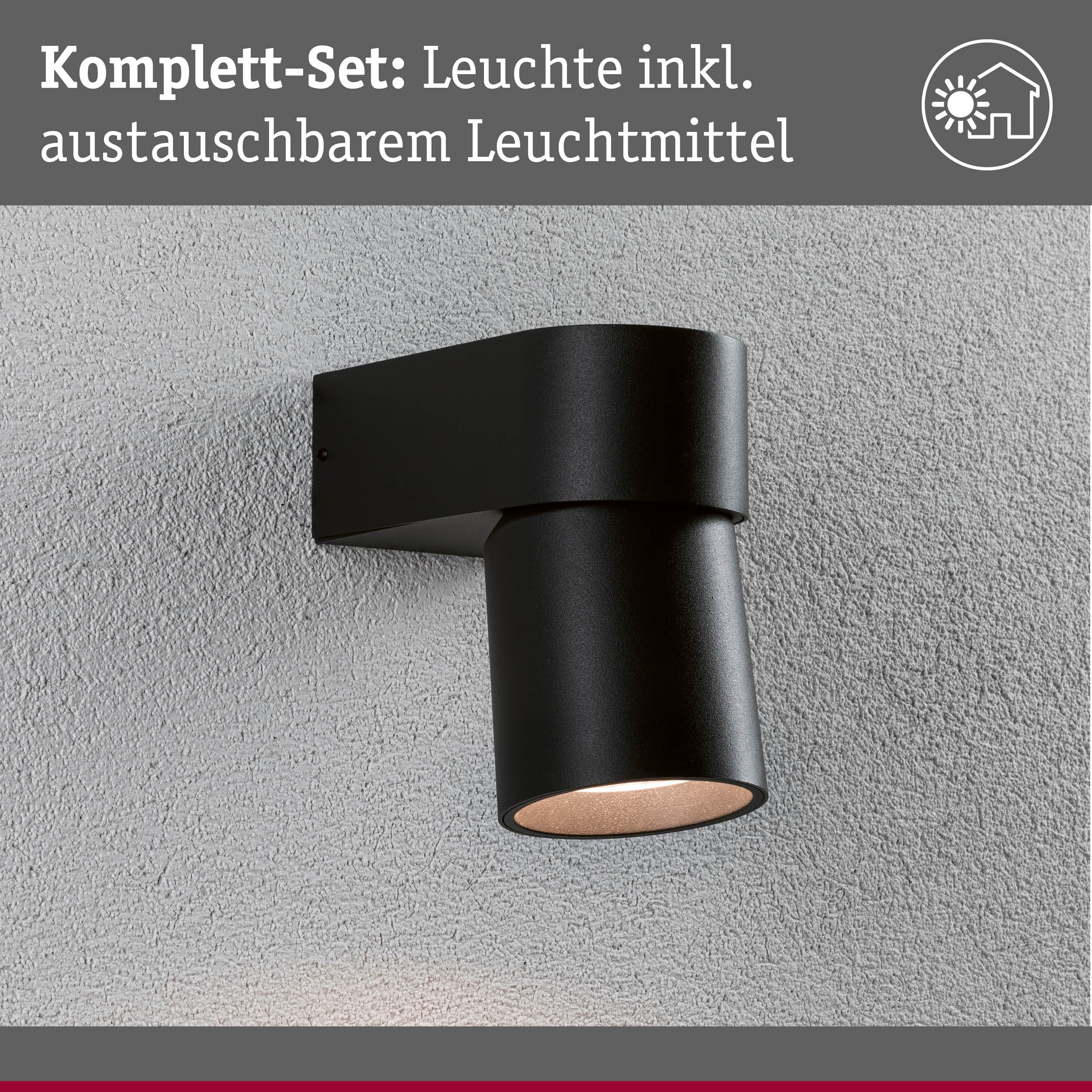 Paulmann 94820 LED Außenwandleuchte Kimu IP44 80mm 3000K 8W 500lm 230V 70° Anthrazit Aluminium Außenleuchte