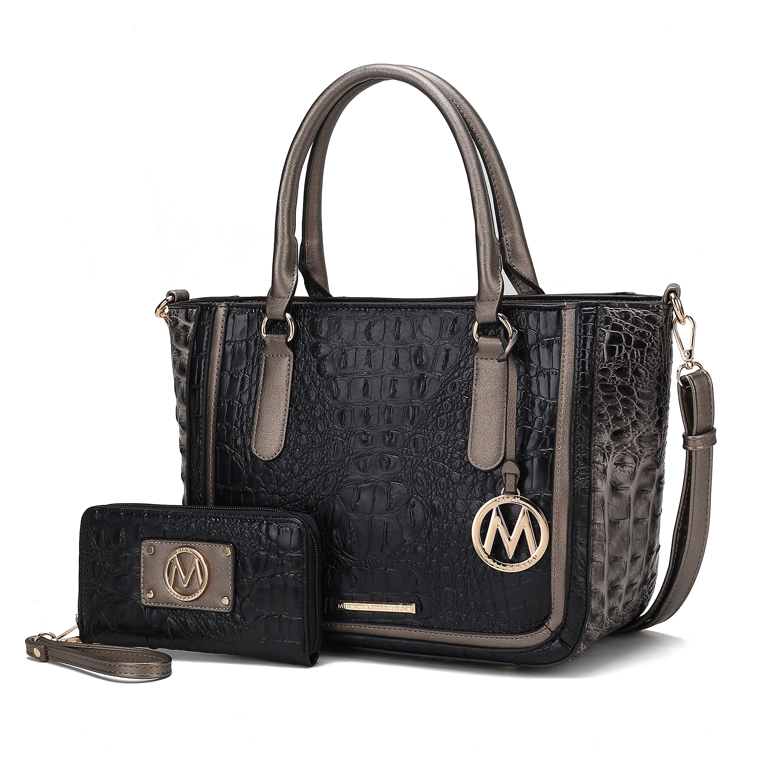 MKF Collection Satchel Bag for Women’s Crocodile Embossed Vegan leather Crossbody Tote Handbag Top-Handle Purse by Mia K