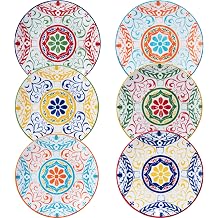 LEHAHA Ceramic 6'' Appetizer Plates Set of 6, Small Dessert/Salad Plates, Black Round Serving Plates, Porcelain Dinnerware Dishes for Cake, Waffle, Pasta,snacks, cookie, Microwave & Dishwasher Safe