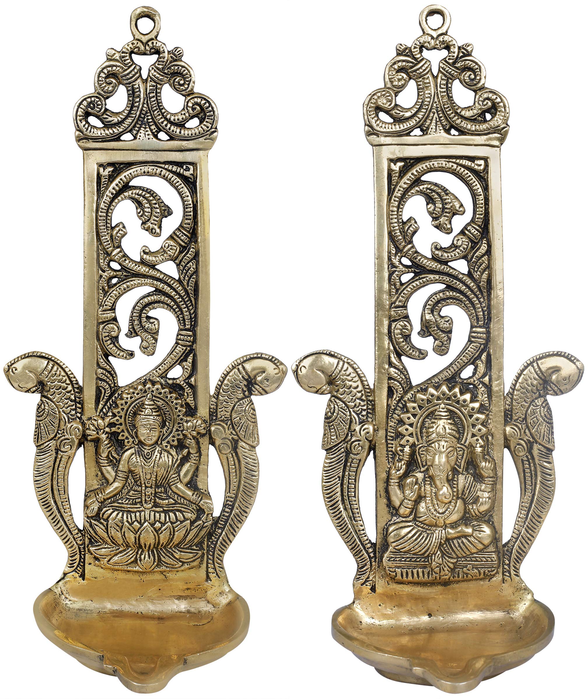 Statue en laiton Lakshmi Ganesha pour un salon zen