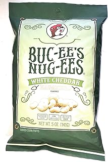 Buc-ee's Nug-ees: White Cheddar Habanero Flavored Powdery Cheese-Flavored Beaver Nuggets Sweet Corn Puff Snacks From Texas, 1 Bag of 5 Ounce