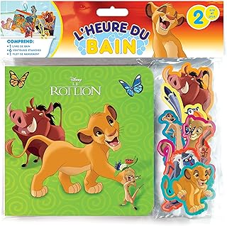 Disney Le Roi Lion L'Heure du Bain - Livres d'activités pour enfants, livre de bain de 6 pages, 6 ventouses en relief et étanches, 1 sac en filet