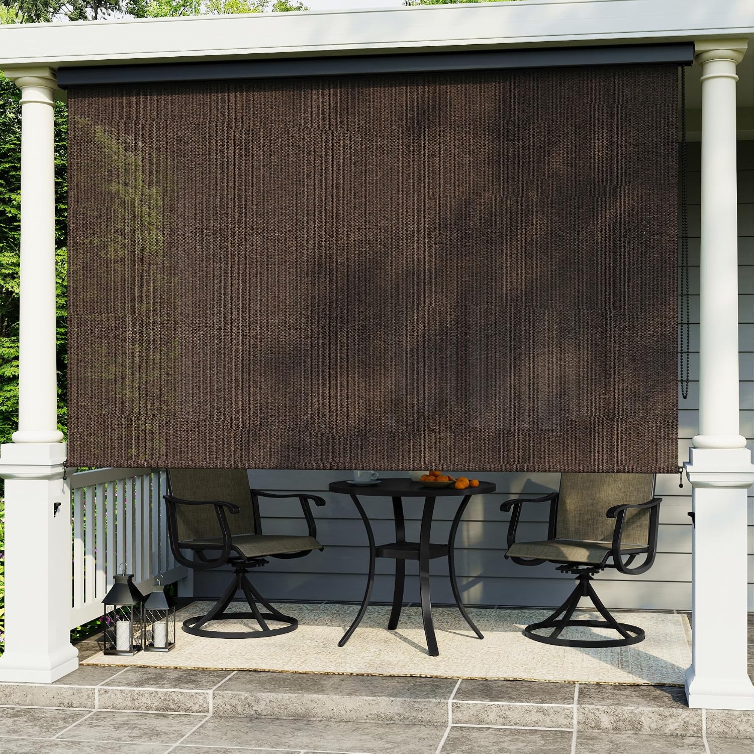 VICLLAX Premium Outdoor Roller Shade, 95% Patio Roll up Blinds with Weather Resistant Valance 7x8FT,Grey