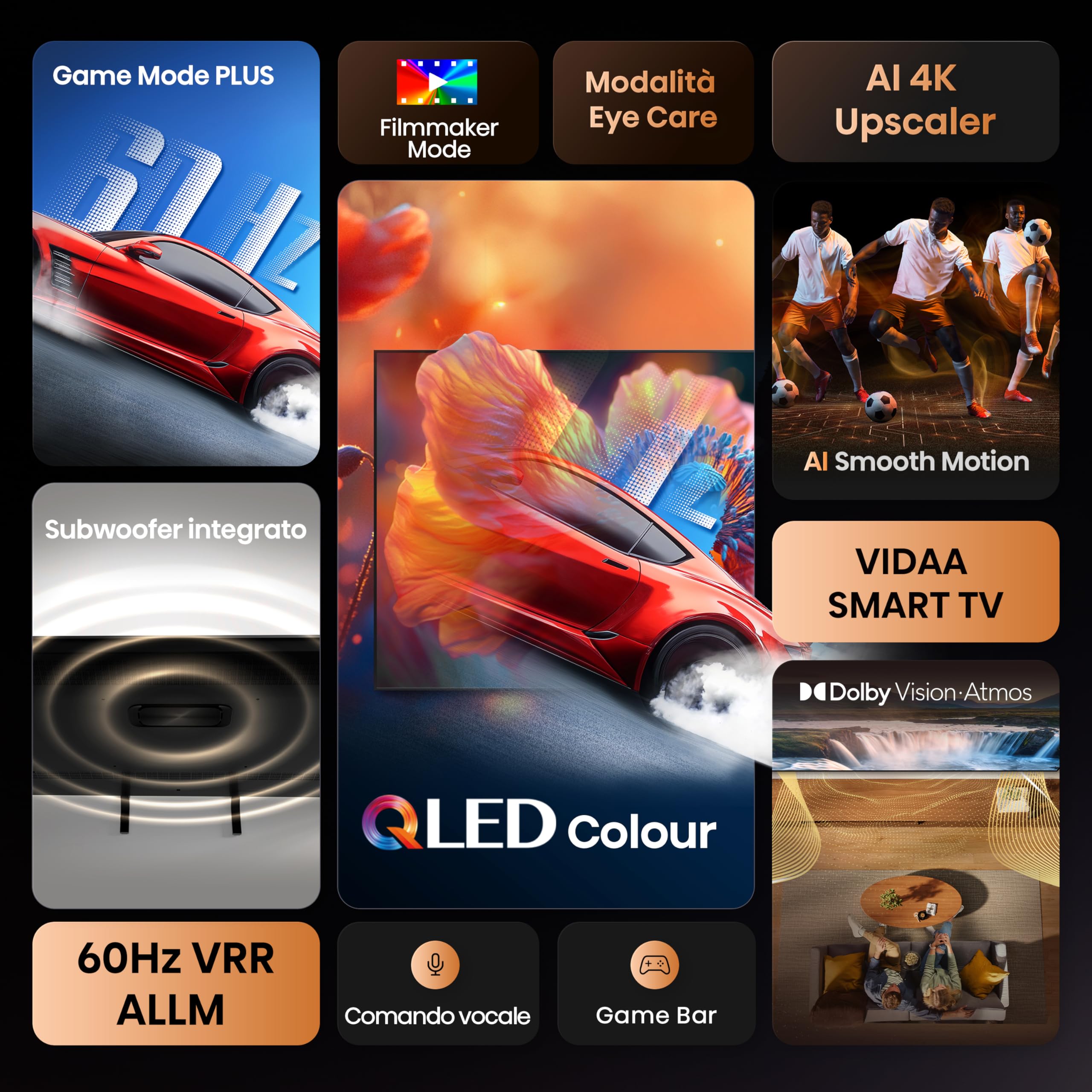 Hisense TV 50" QLED 4K 50A72Q Smart VIDAA U8 Dolby Vision HDR 10+ Game Mode Plus Dolby Atmos Alexa