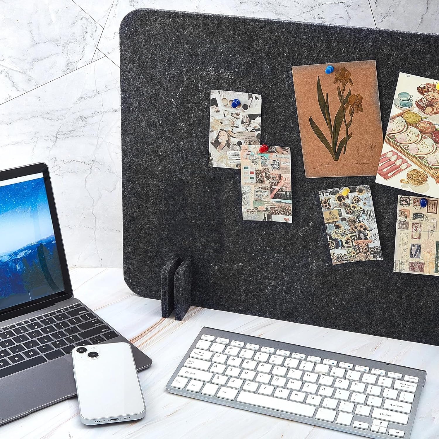 Fabbay 4 Pcs Acoustic Freestanding Desk Divider Desk Partition 16 x 24 Inch Table Freestanding Up Privacy Panel Visual Distraction and Noise Reducing for Office Furniture Classroom (Black Gray)