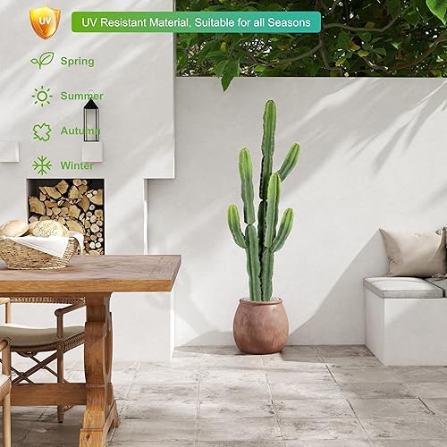 Miniatura 3 de Plantas de cactus artificiales resistentes a los rayos UV de 5 pies Cactus de vaquero sintético grande para decoración de interiores y exteriores,