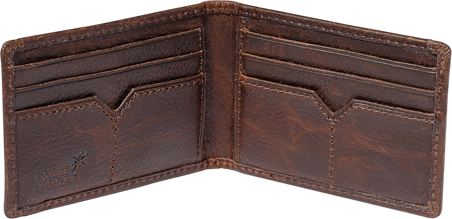 House of Jack Co. Deacon Bifold Money Clip Wallet for Men – Slim Front Pocket Leather Wallet with Metal Cash Clip, Exterior ID Window & Card Holder, Full-Grain Cowhide, Brown - Image 5