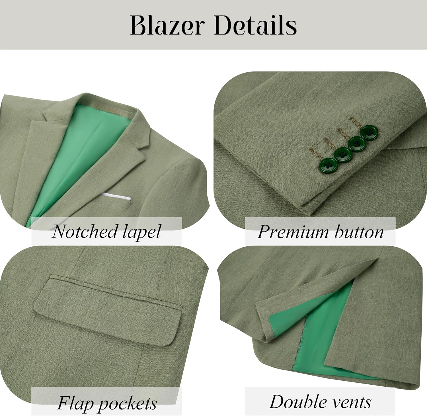 Men’s Linen Suit Summer Casual Suit for Men Retro Slim fit 3 piece Lightweight Beach Blazer Vest Pants for Wedding Prom