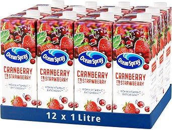 Ocean Spray Cranberry and Strawberry Juice Drink, 1L Carton 12-Pack