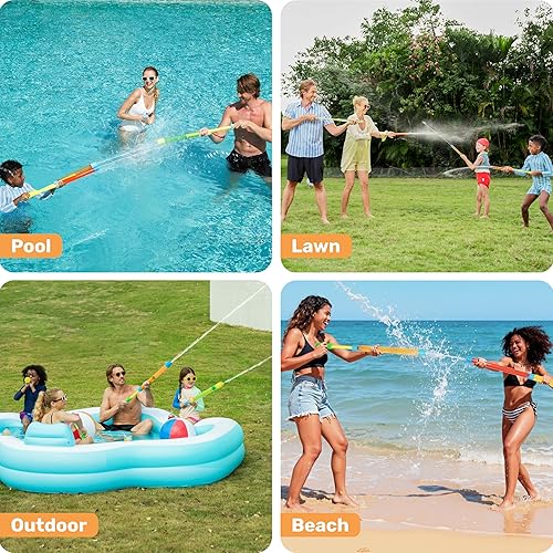 Miniatura 6 de Sloosh 24 pistolas de agua para niños, para verano, piscina, playa, arena, actividades acuáticas al aire libre, juguetes de lucha, 16.5 pulgadas