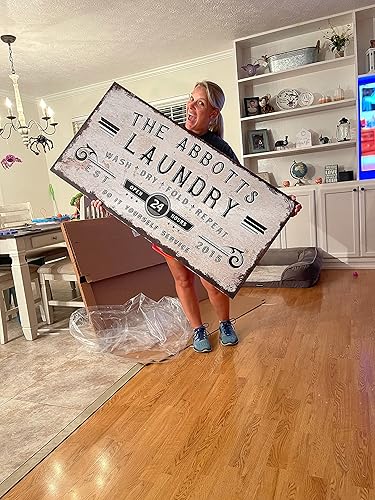 Miniatura 6 de Tailored Canvases Cartel de lavandería personalizado  Lienzo grande para decoración de pared y accesorios para lavandería, negocios y casa de campo,