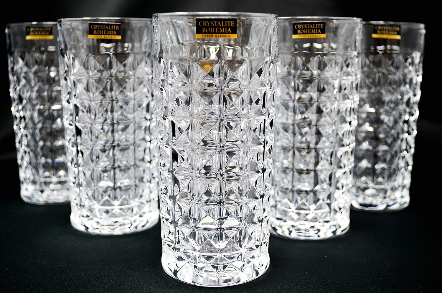 Czech Crystal Glass Water Tumblers set of 6, Highball Glasses 8oz, Cocktail glasses, Old Fashioned, Bohemia, Crystal Gift, Wedding decor