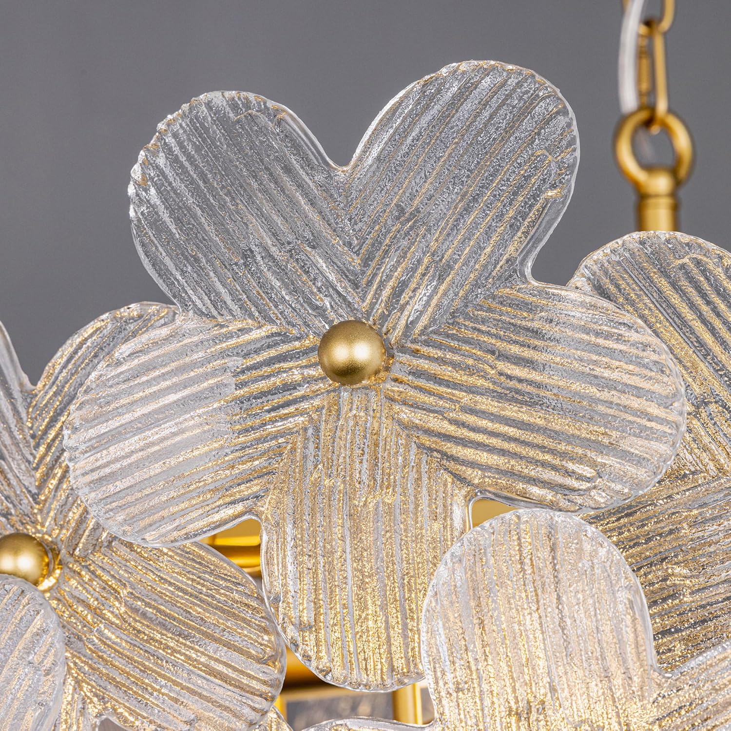 Wellmet 32 Inch Gold Glass Chandelier, Modern Crystal Chandeliers for Dining Room, Contemporary Round Glass Ceiling Light for Living Room Bedroom, Entryway, Foyer, Kitchen