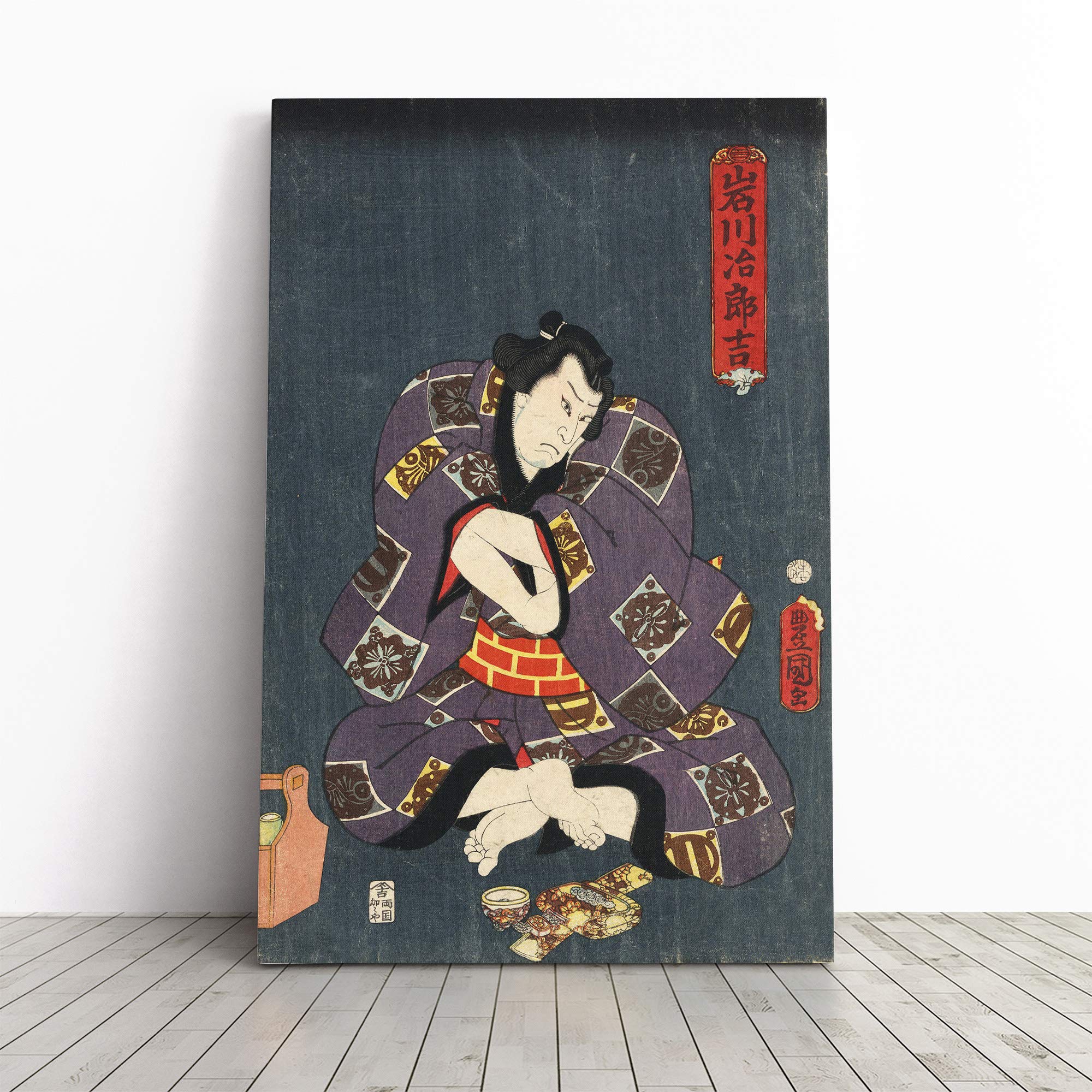 Wall Utagawa Toyokuni Vintage Japanese Oriental Art (18) Canvas Print | Gallery Wrapped 30mm Frame Wall Art | 30x20 inches | Ready to Hang | Asian Picture | Living Room Bedroom Lounge Office