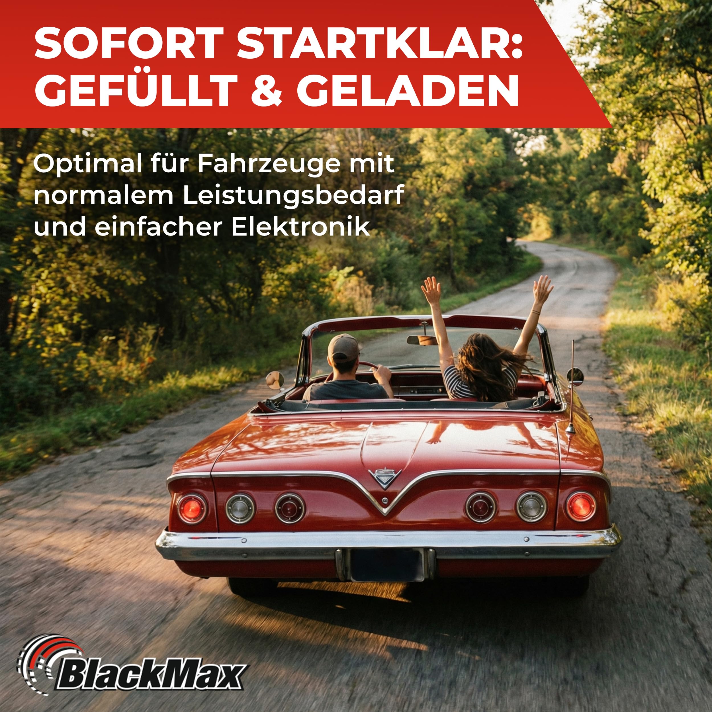 BlackMax Oldtimer Batterie 6V 66Ah 360A/EN [06617] - 6 Volt Autobatterie für PKW - Starterbatterie mit Ca/Ca Technologie - wartungsfrei & sofort startklar