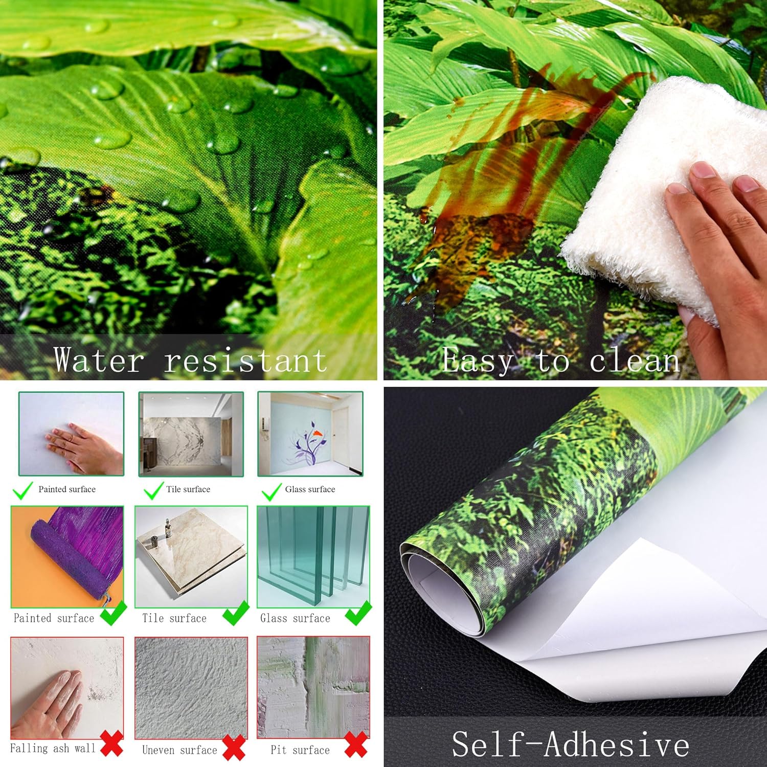 AMUGISH Nature Forest Wallpaper Wall Mural Tapestry Peel and Stick | Bathroom Bedroom Living Room Laundry Nursery