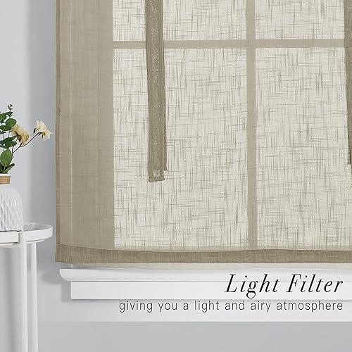 Vista 33 de PONY DANCE Cortinas de ventana de baño, pantalla con lazo para dormitorio, filtro de luz, semitransparente, cortinas romanas elegantes para Blanco