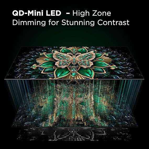 سلسلة TCL QM7K مقاس 55 بوصة | Mini LED QLED 4K HDR | 55QM7K، موديل 2025 | شاشة مضادة للانعكاس 120 هرتز - 144 هرتز Smart Google TV Dolby Atmos Onkyo Audio | Voice Remote Alexa Gaming Streaming Television