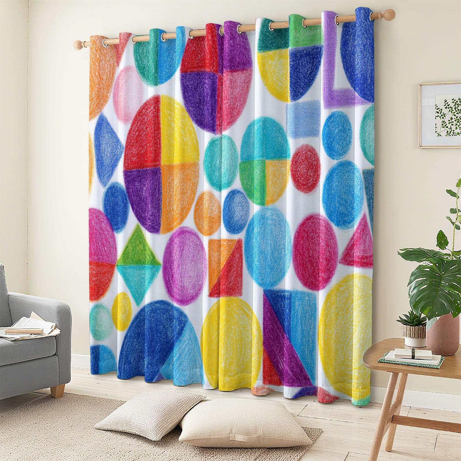 Kolor Termiczne zasłony zaciemniające 280 x 245 cm Ręcznie rysowane wzory geometryczne - izolowane zasłony odporne na zimno i ciepło, gruba tkanina, idealne do salonu, sypialni lub biura