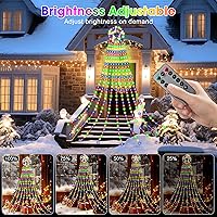 Vista 4 de Decoraciones de Navidad para exteriores, 323 luces LED en cascada, 8 modos de iluminación, luces de Navidad impermeables para exteriores