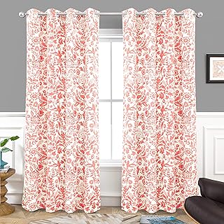 DriftAway Julia Watercolor Blackout Room Darkening Lined Thermal Insulated Energy Saving Window Curtains 2 Layers 2 Panels Each Size 52 Inch by 84 Inch Blush - Buy now