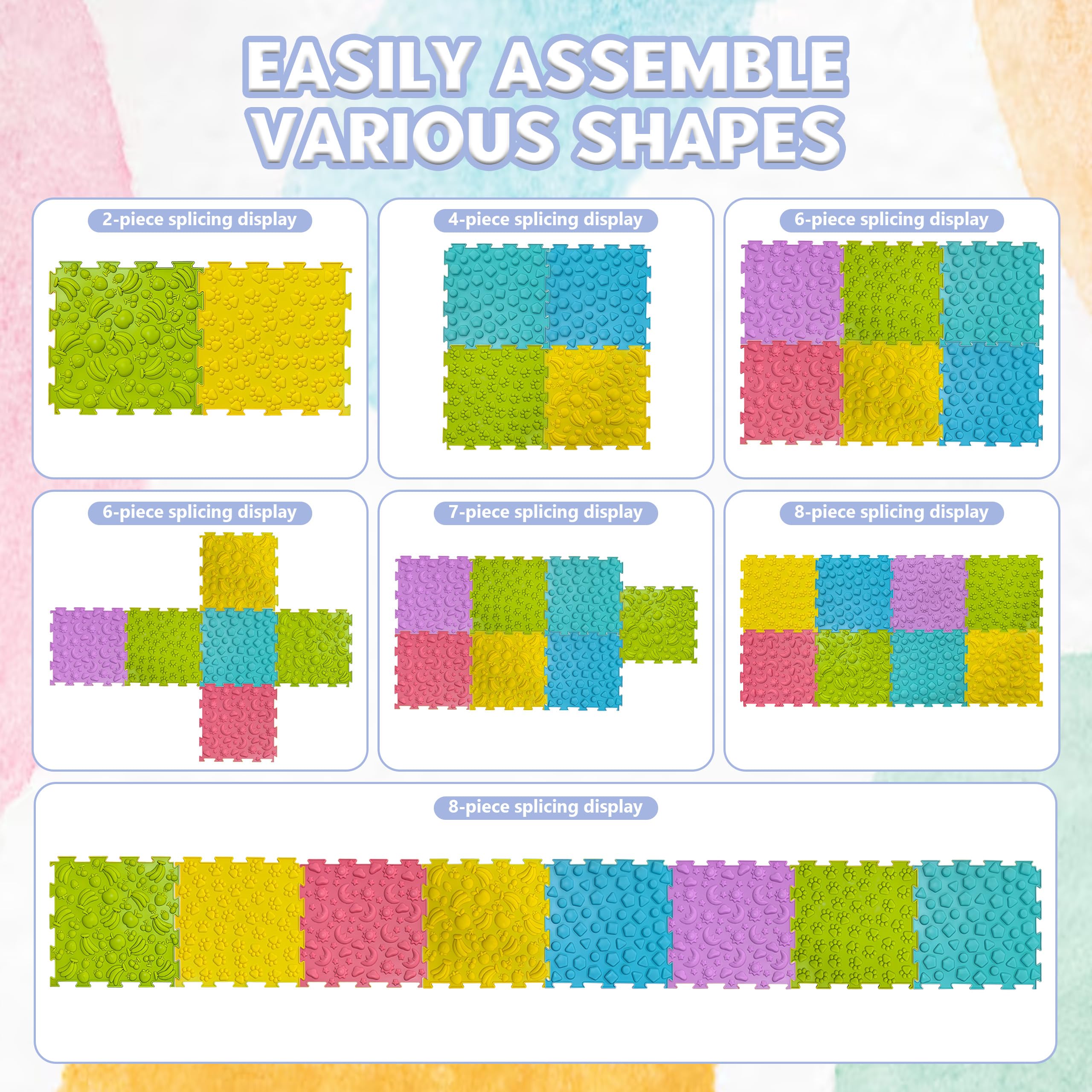 Tappeto Sensoriale 8 Pezzi, Puzzle Mat Ortopedico per Piedi