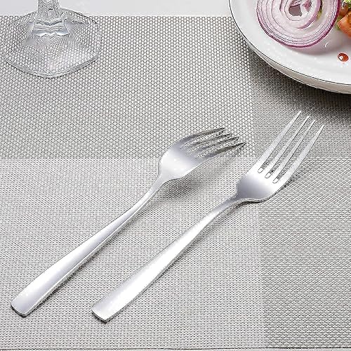 Miniatura 3 de Paquete de tenedores y cucharas de cena, 16 tenedores de cubiertos de acero inoxidable de grado alimenticio de 8 pulgadas y 16 cucharas de acero