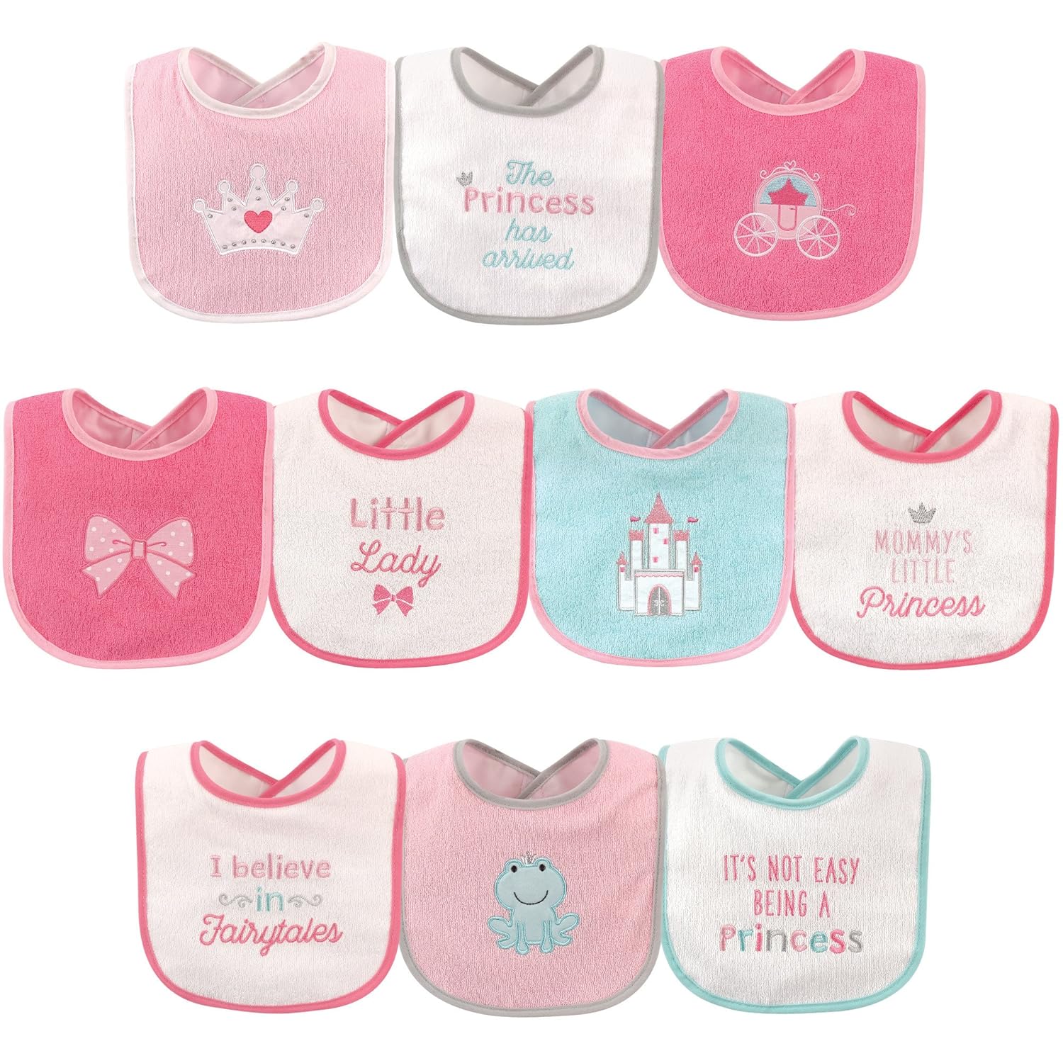 Luvable Friends Unisex Baby Cotton Terry Drooler Bibs with PEVA Back, Ladybug, One Size : Baby
