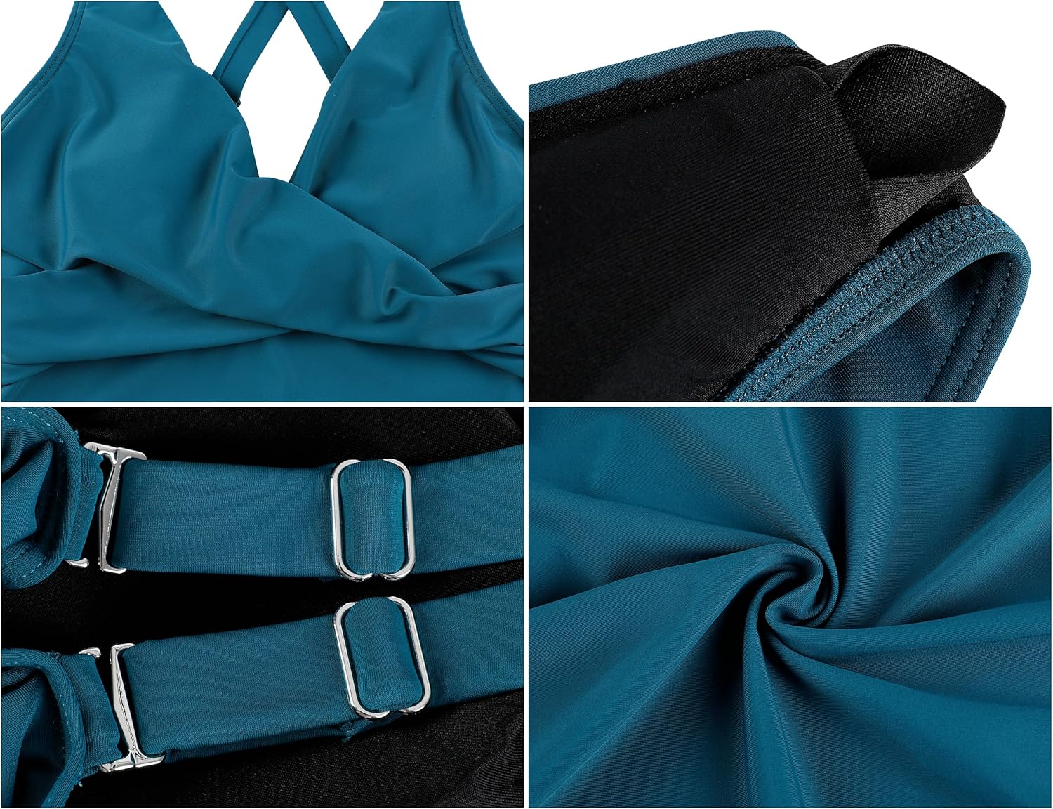 Firpearl Women's Underwire Bikini Tops Only - Longline Swimsuit Top Criss Cross Push Up Swim Crop Top - Image 7