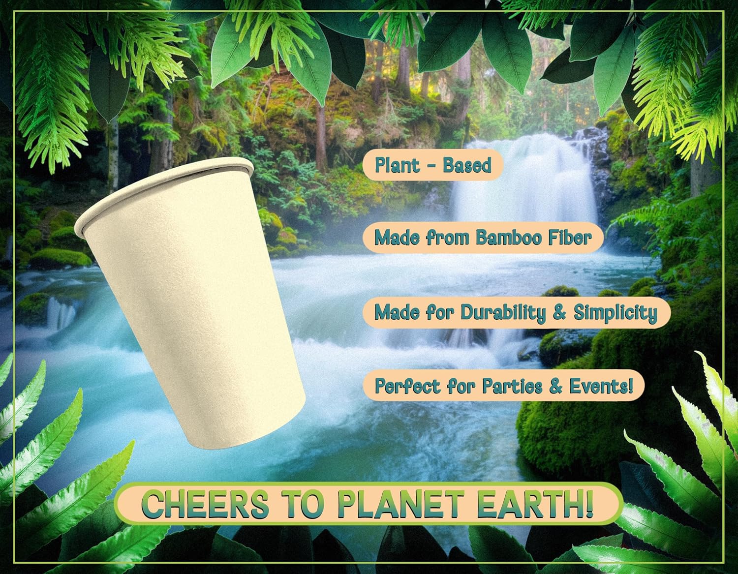 Tree Chuggers Bamboo Fiber Disposable Hot Cups - 12 oz – Plastic-Free, Plant-Based Coffee Cups – Durable Paper Alternative To-Go Cups for Coffee, Hot Cocoa, Tea, Offices & Events - 100 Count