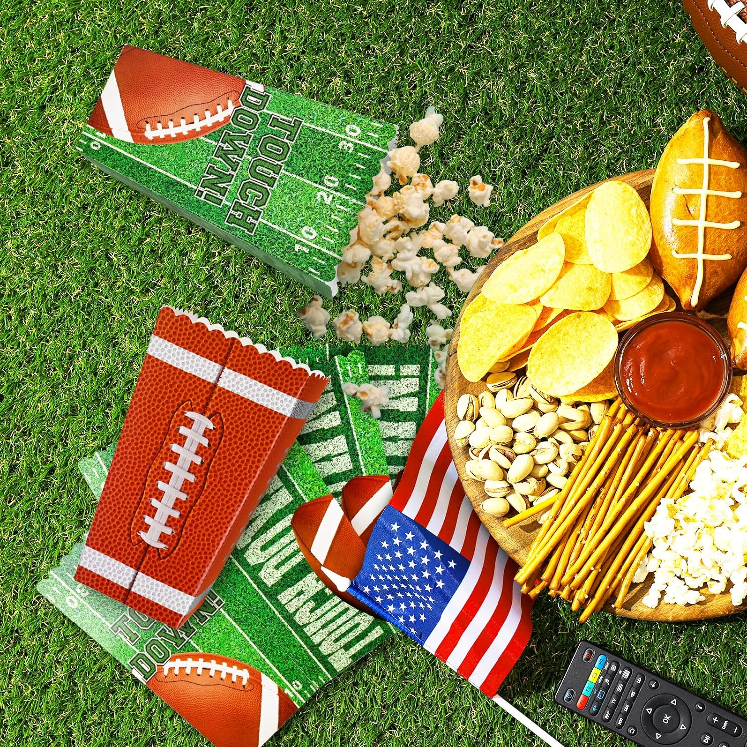 Gatherfun Football Party Supplies Kit for 24 - Popcorn Boxes,Popcorn Buckets for Birthday, Tailgate Celebrations | Football Party Favors & Decorations Set - Image 5