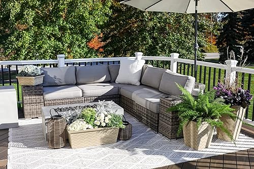 Miniatura 7 de The HC Companies Borden - Maceta de 21 pulgadas de alto para plantas al aire libre, maceta de plástico ligera con orificio de drenaje y tapones para