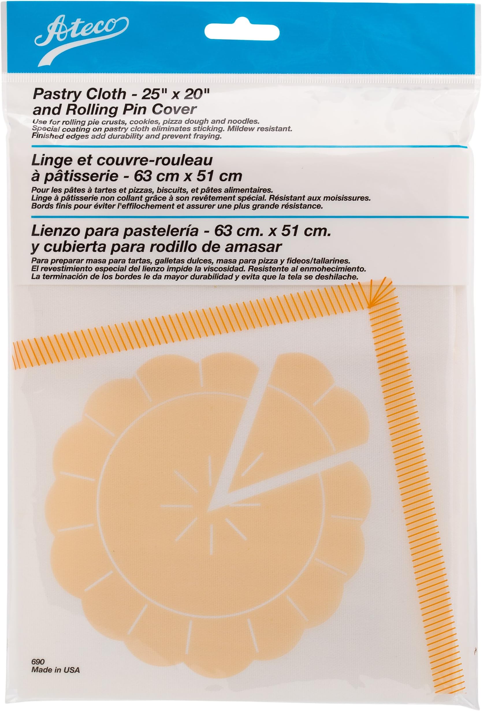 Ateco Canvas Pastry Cloth and Rolling Pin Cover