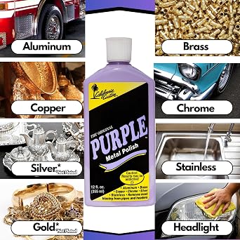CALIFORNIA CUSTOM Products The Original Purple Metal Polish, No Silicone, Body Shop Safe, Great for Aluminum, Brass, Copper, Chrome, Silver, Stainless and Gold, Made in The USA (3)