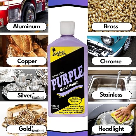 CALIFORNIA CUSTOM Products The Original Purple Metal Polish, No Silicone, Body Shop Safe, Great for Aluminum, Brass, Copper, Chrome, Silver, Stainless and Gold, Made in The USA (3)