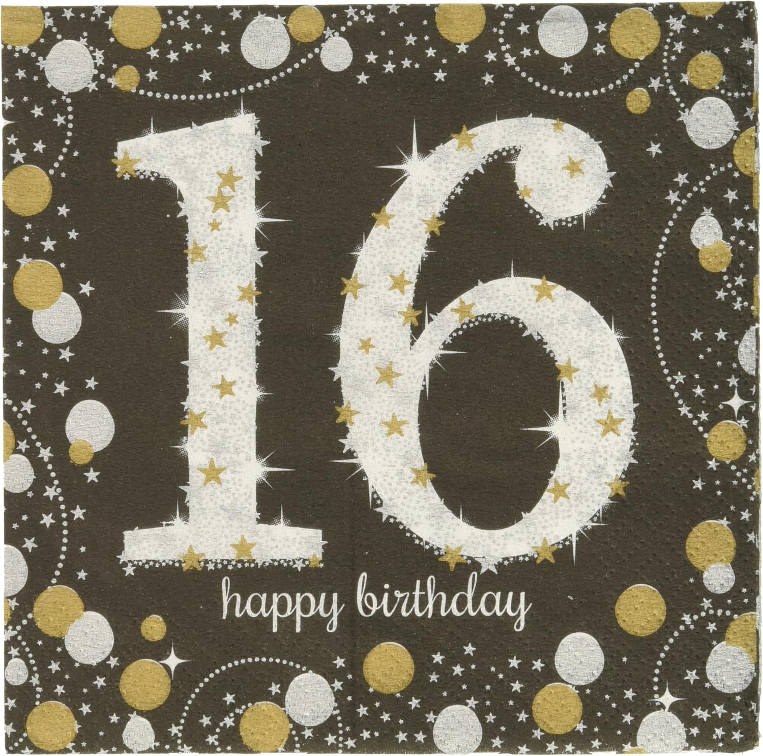 Amscan Party Boston Mall Supplies Sparkling 16 Celebration Napkins Beverage