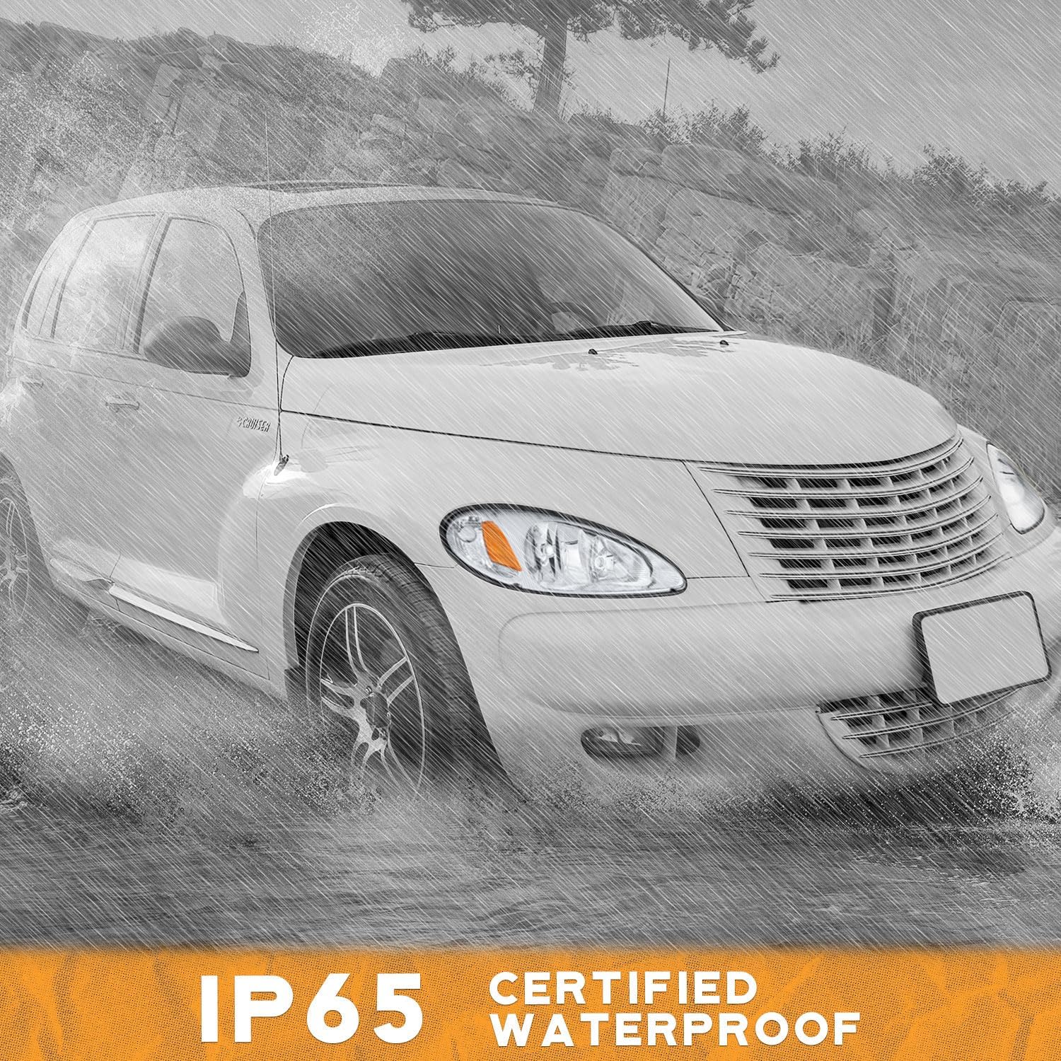 WEELMOTO Headlights for 2001-2005 Chrysler PT Cruiser Compatible with 2001 2002 2003 2004 2005 Chrysler PT Cruiser Replacement Automotive Headlight Assemblies Chrome Housing Amber Reflector