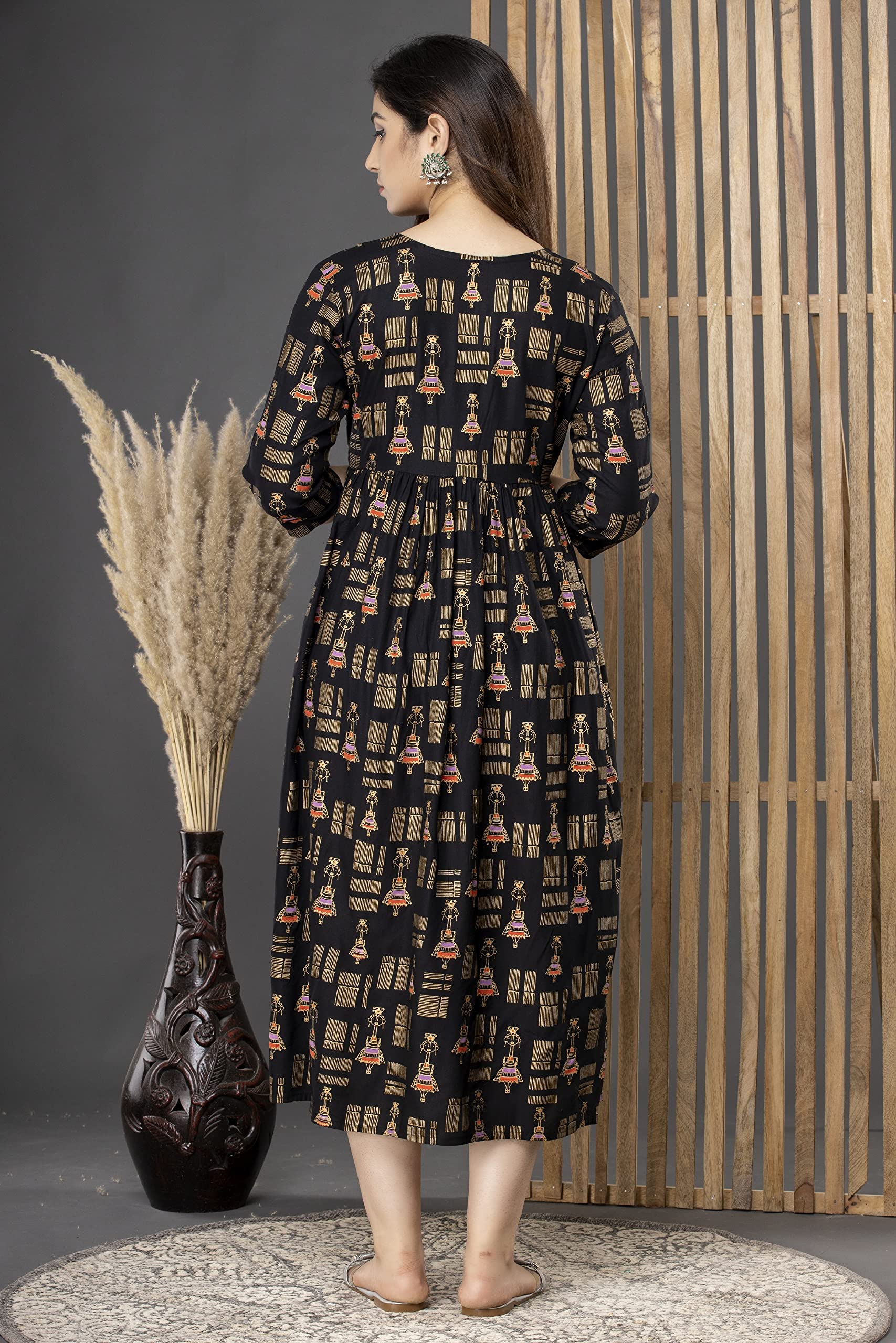Rishabh Creation Women's Cotton Floral Printed Maternity Dress Kurti with Feeding Zipper 4