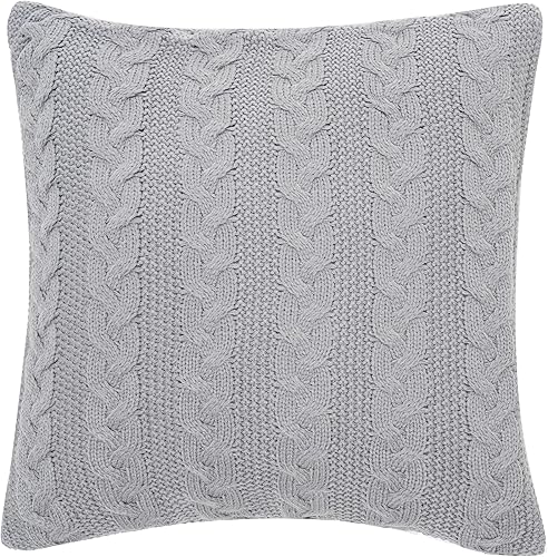 Miniatura 9 de Almohadas de 20 x 20 pulgadas, almohadas de sofá con inserto suave y forma cuadrada de flor de cable, almohadas decorativas para sofá, cama, sala de
