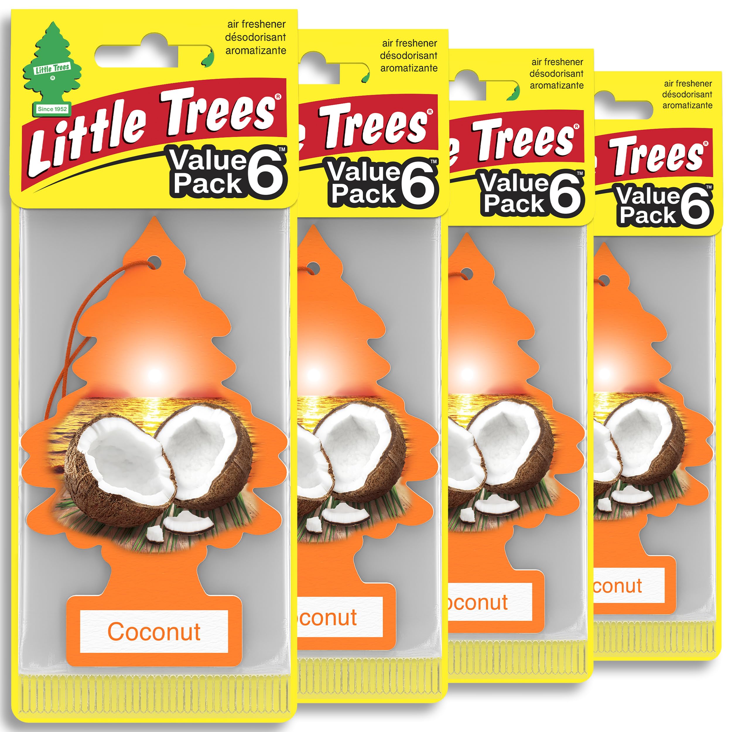 LITTLE TREES Car Air Freshener | Hanging Tree Provides Long Lasting Scent for Auto and Home | 24 Air Fresheners |Coconut