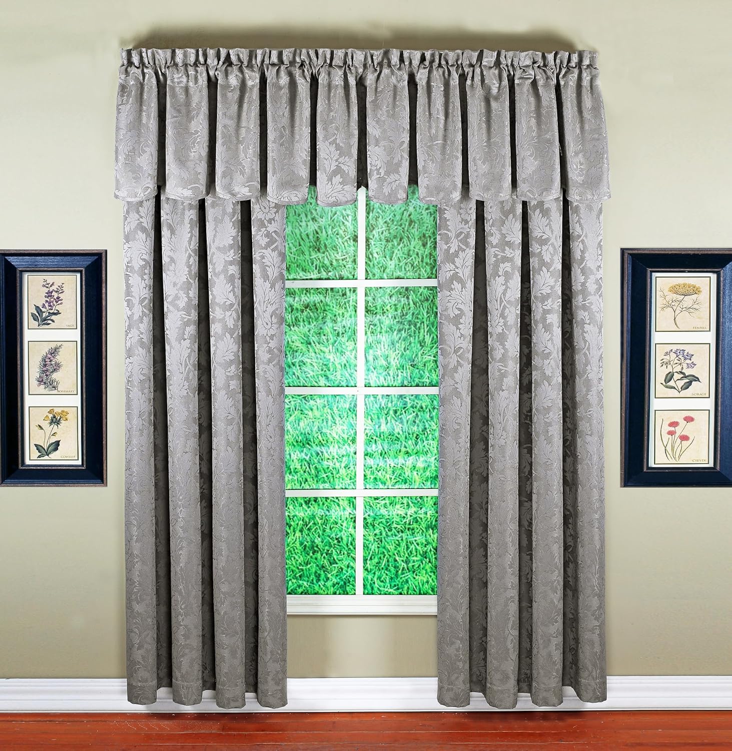 Today's Curtain, Flora Leaf Jacquard Panel 84", Metal, 52" W x 84" L